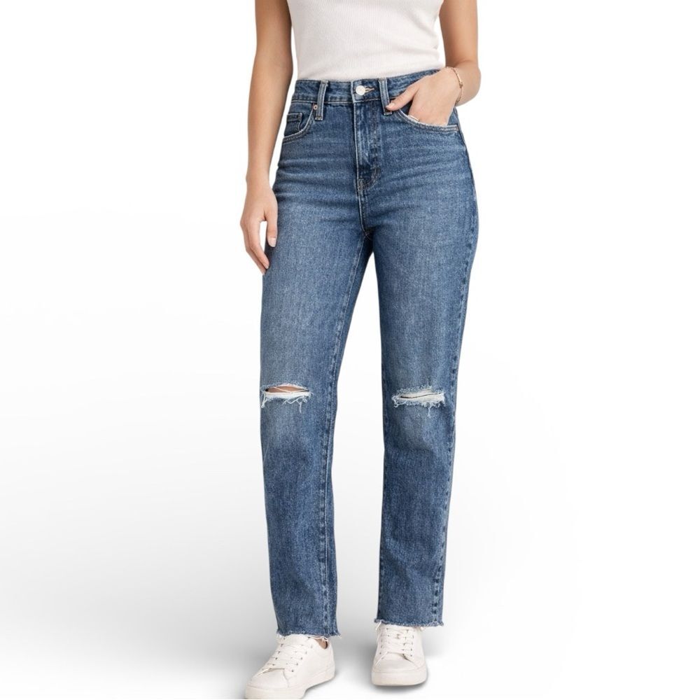 Old Navy High Rise OG Straight Secret Slim Pockets 80s Acid Wash Denim